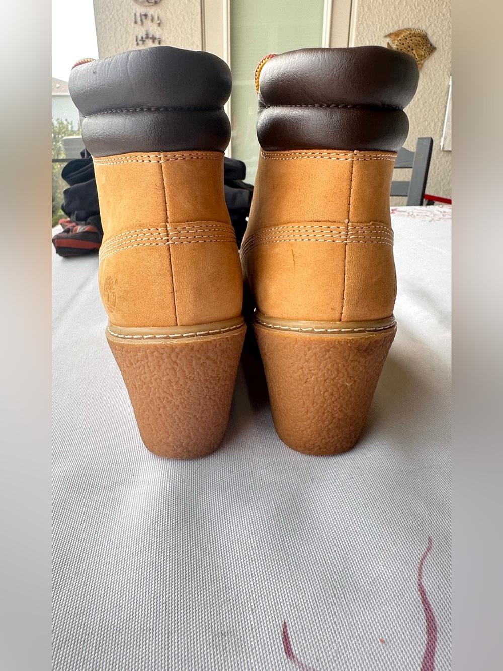 Timberland Women's Amston Wheat Nubuck Wedge Heel Boots. Size 7 - Picture 4 of 6